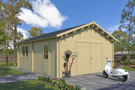 SOMERO Log Cabin Garage | 5.1x6.9m - Timber Building Specialists