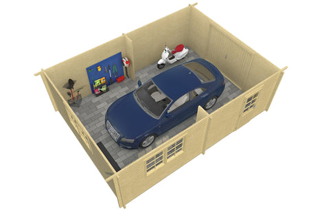 SOMERO Log Cabin Garage | 5.1x6.9m - Timber Building Specialists