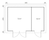 GLORIA-H 4.5x2.9m Log Cabin plans