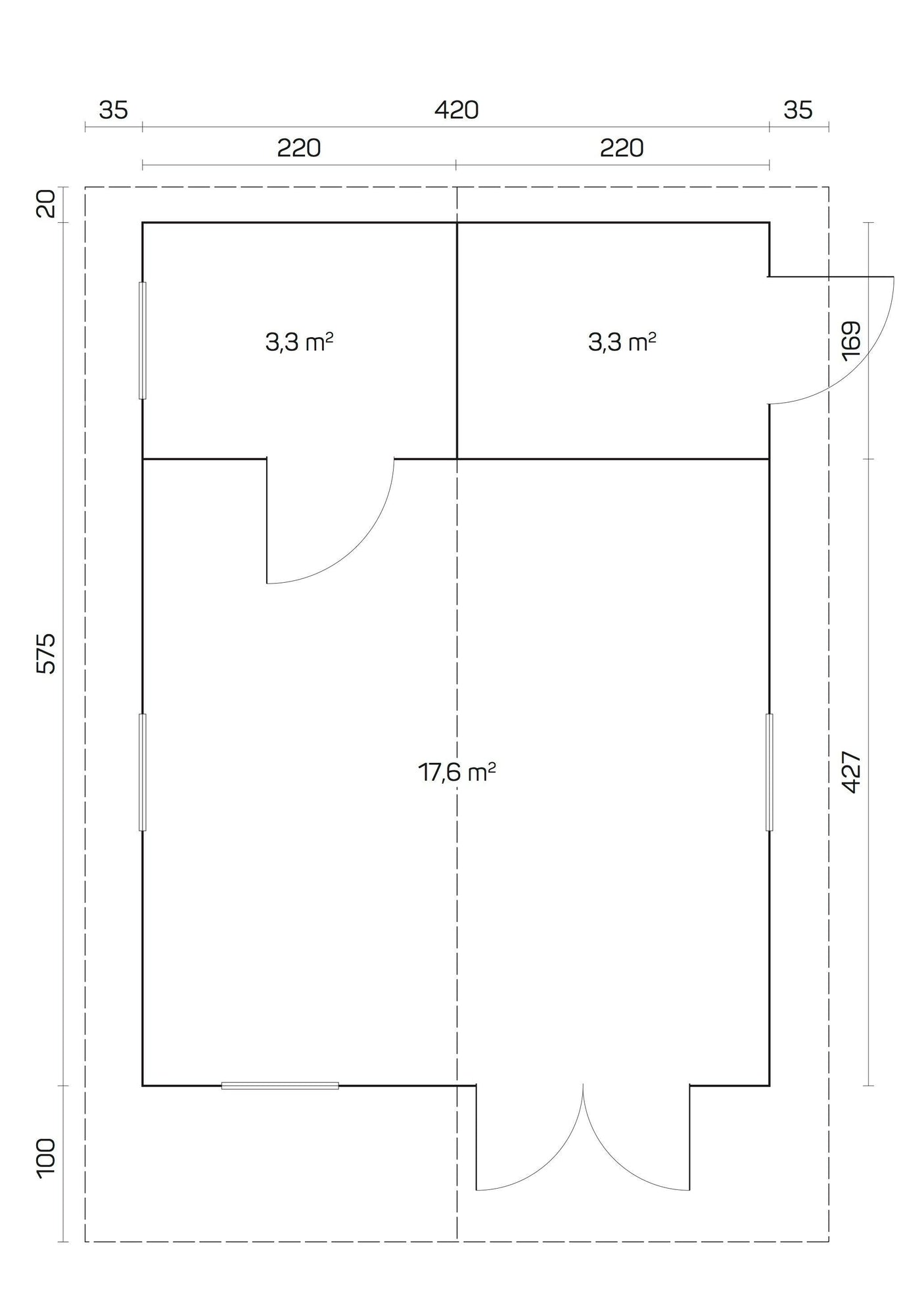 GOTLAND B 4.4x6.0m Log Cabin