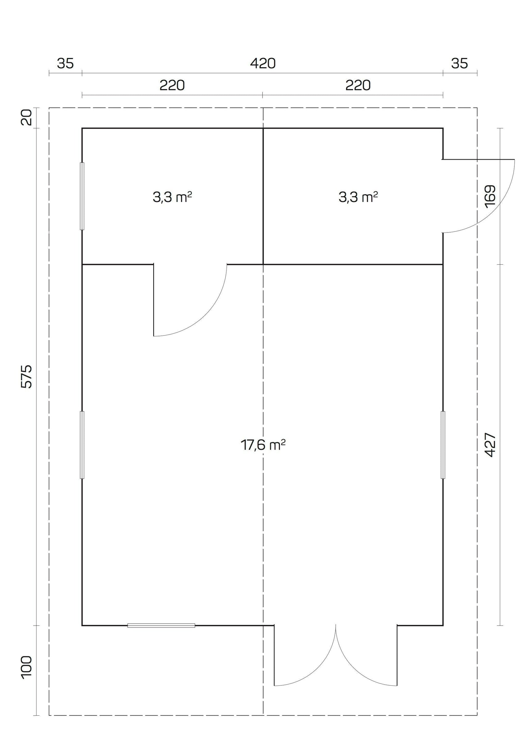 GOTLAND B 4.4x6.0m Log Cabin