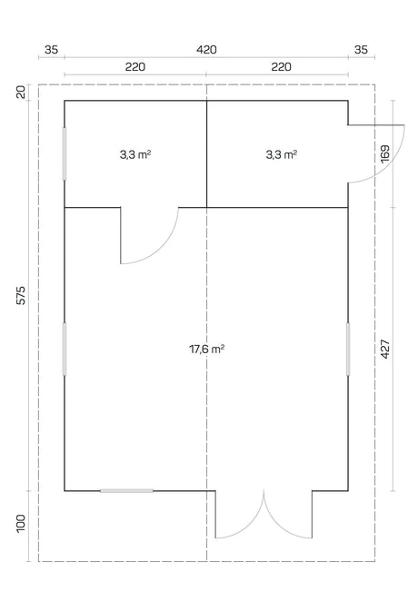 GOTLAND B Log Cabin | 4.4x6.0m - Timber Building Specialists