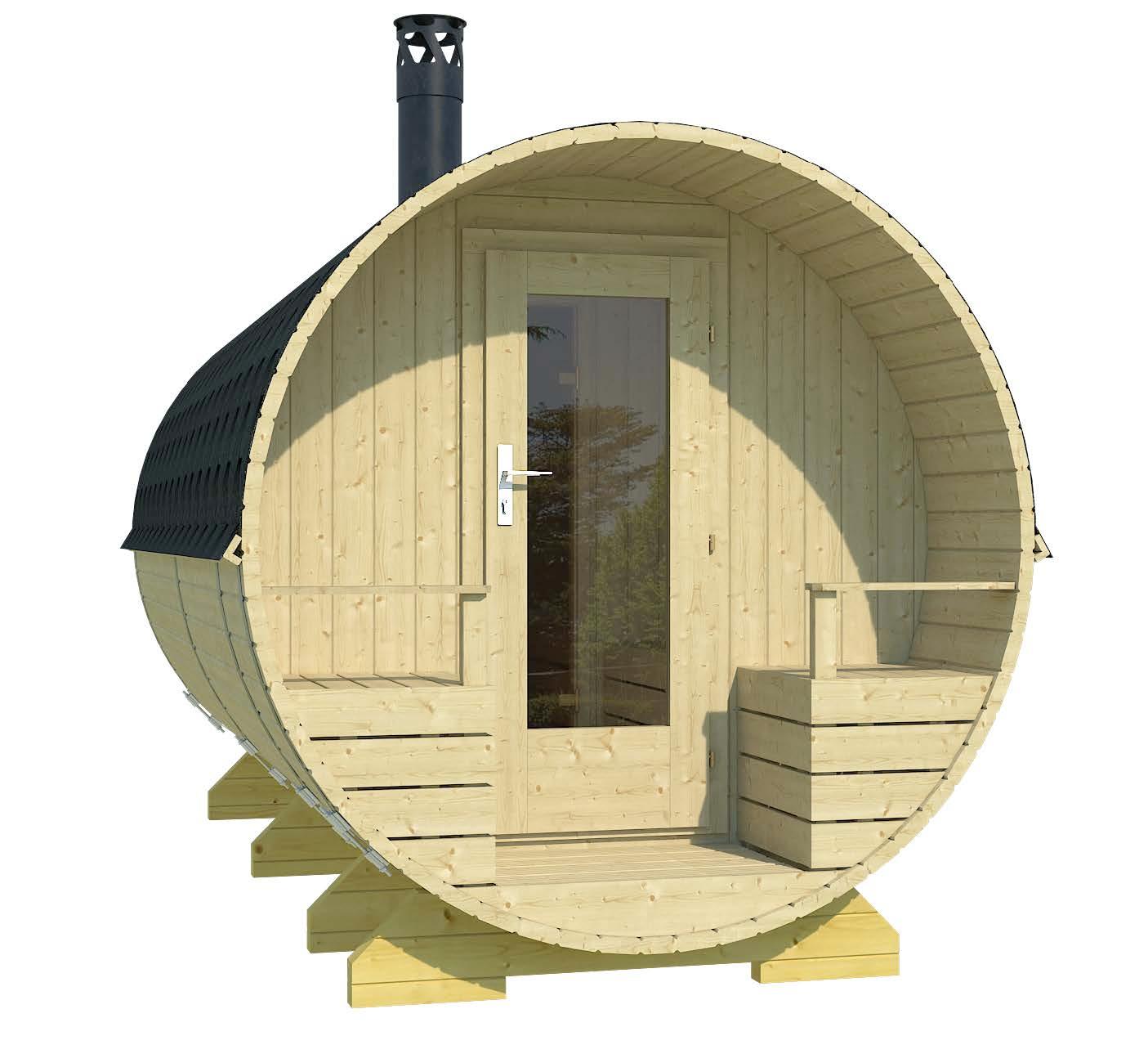 KEMI 2.1x4.0m Barrel Sauna