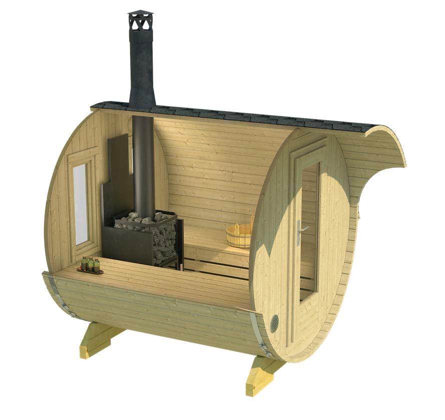 MASKU 2.1x2.2m Barrel Sauna Internal