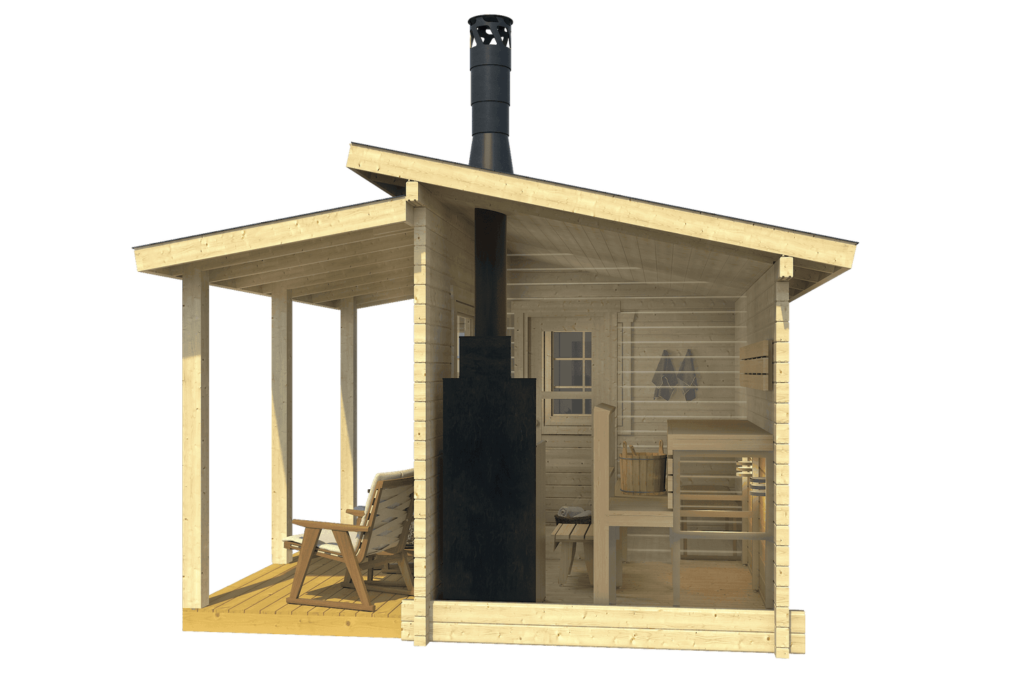 MODERNI PIHASAUNA 12 Sauna Log Cabin | 3.8x2.4m - Sauna Log Cabin - Timber Building Specialists