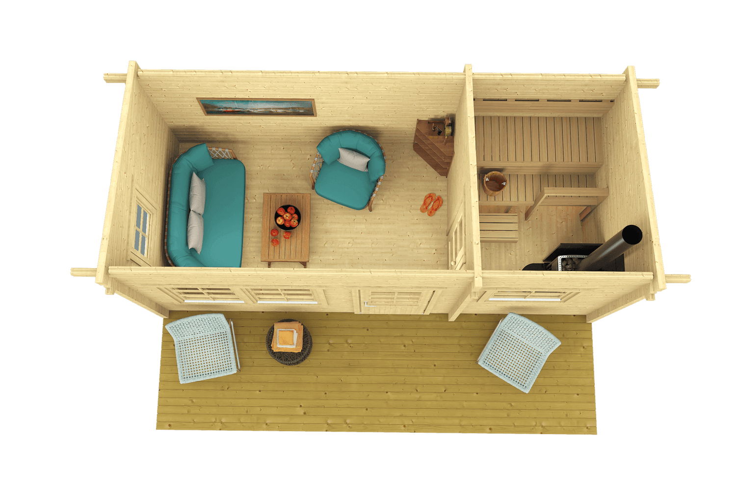 MODERNI PIHASAUNA 19 Sauna Log Cabin | 5.7x2.6m - Sauna Log Cabin - Timber Building Specialists