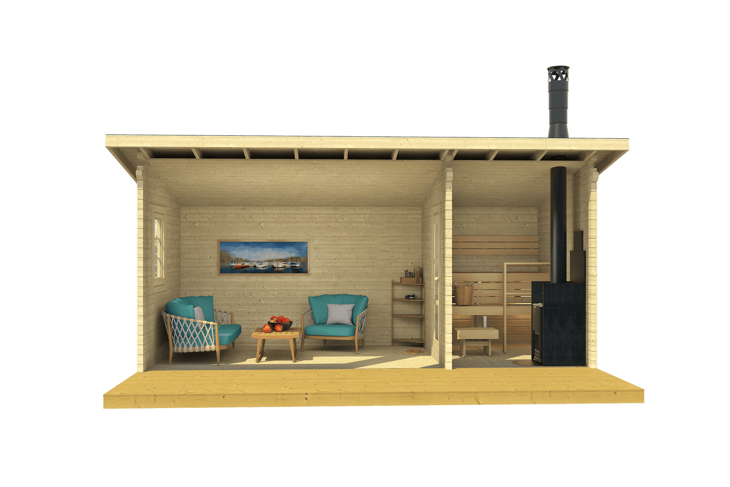 MODERNI PIHASAUNA 19 Sauna Log Cabin | 5.7x2.6m - Sauna Log Cabin - Timber Building Specialists