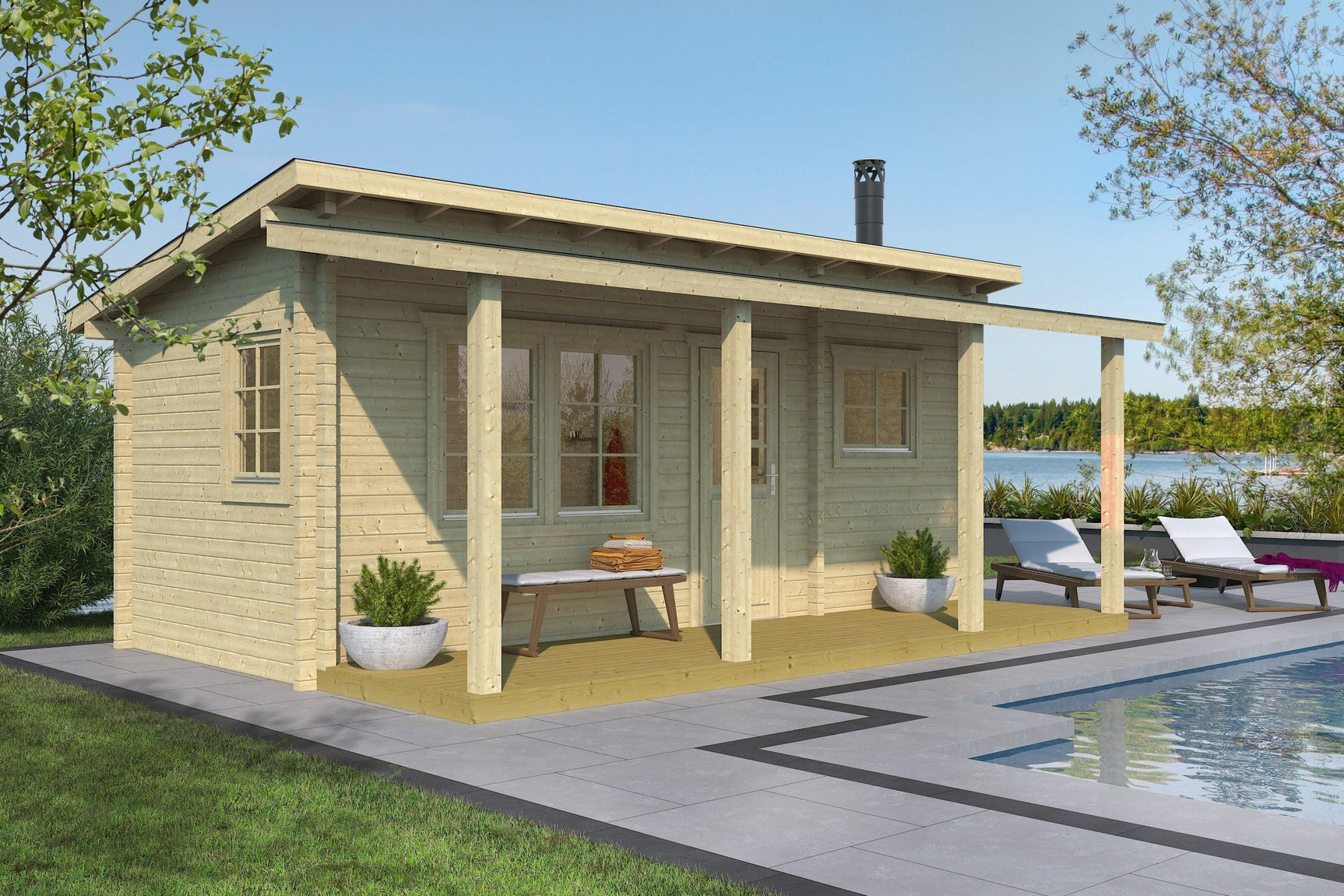 MODERNI PIHASAUNA 26 Sauna Log Cabin | 6.2x2.8m - Timber Building Specialists