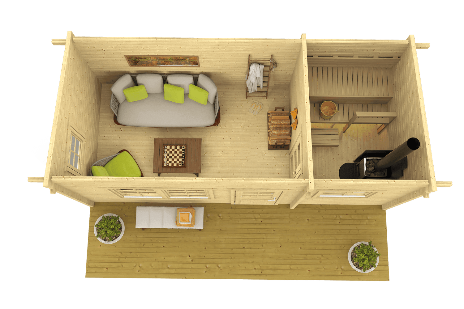 MODERNI PIHASAUNA 26 Sauna Log Cabin | 6.2x2.8m - Sauna Log Cabin - Timber Building Specialists