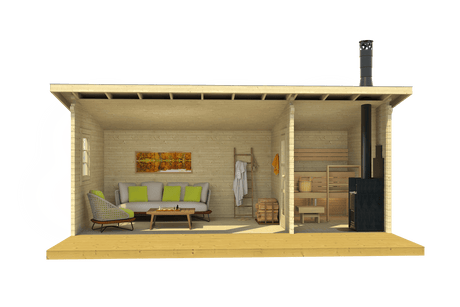 MODERNI PIHASAUNA 26 Sauna Log Cabin | 6.2x2.8m - Timber Building Specialists