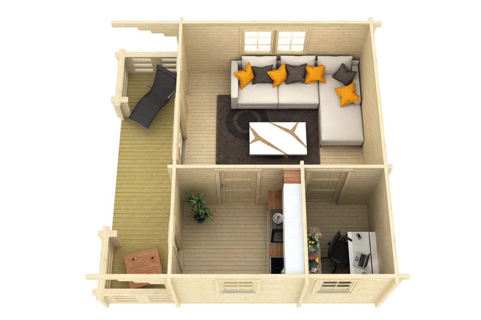 MONVISO Log Cabin | 6.0x4.5m - Timber Building Specialists