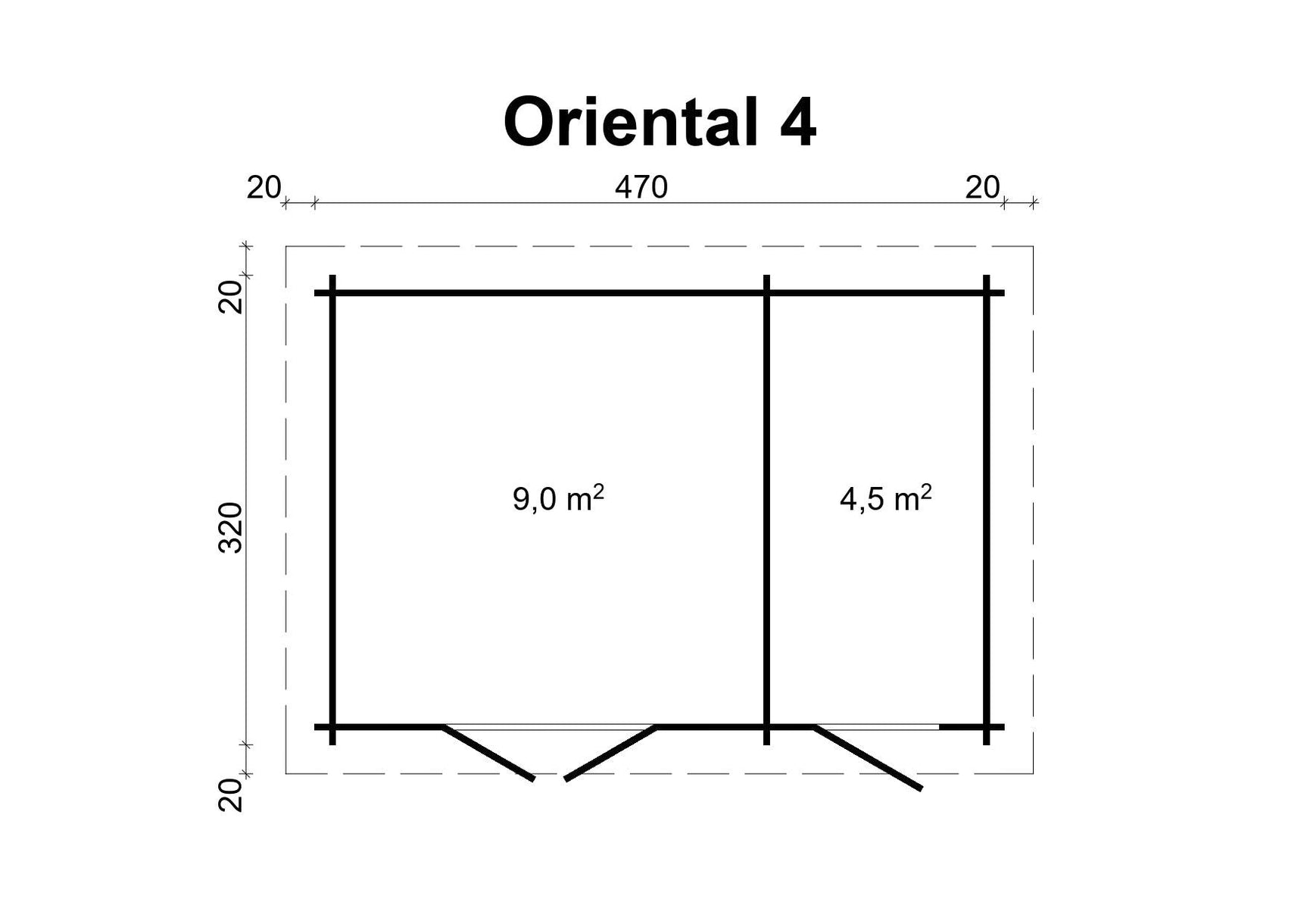 ORIENTAL-4 Log Cabin | 4.7x3.2m +3.0m - Timber Building Specialists