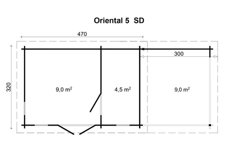 ORIENTAL-5+ 4.7x3.2m Log Cabin Plan