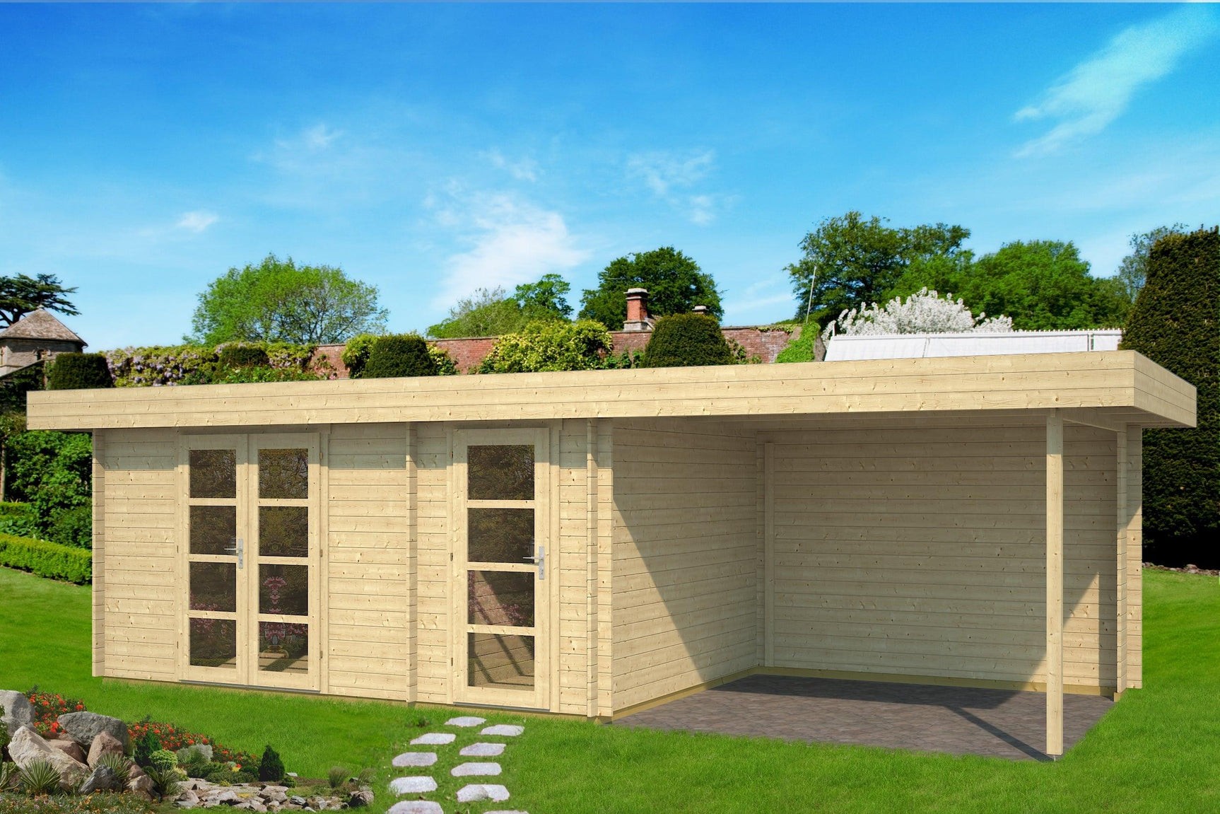 ORIENTAL-4+ Log Cabin | 4.7x3.2m +3.0m - Timber Building Specialists