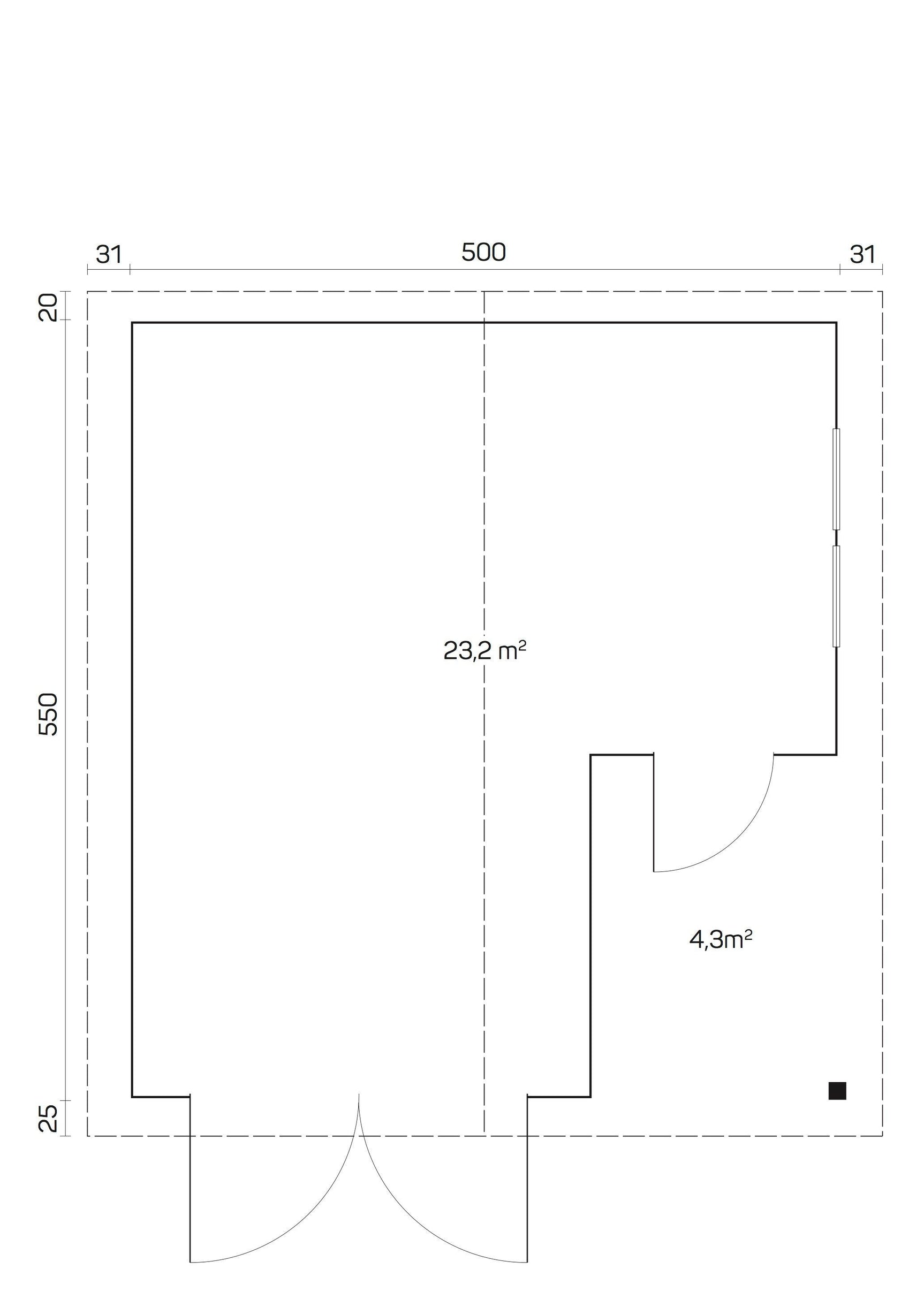 GARAGE OULU 5.2x5.7m Log Cabin Plan