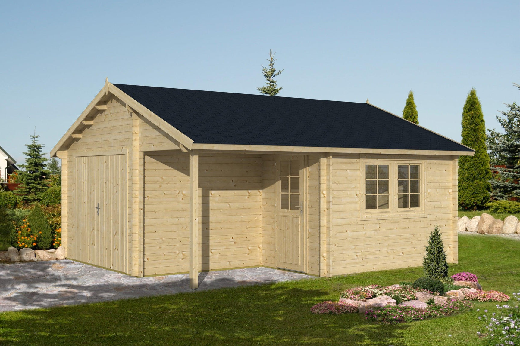 OULU Log Cabin Garage | 5.2x5.7m - Timber Building Specialists