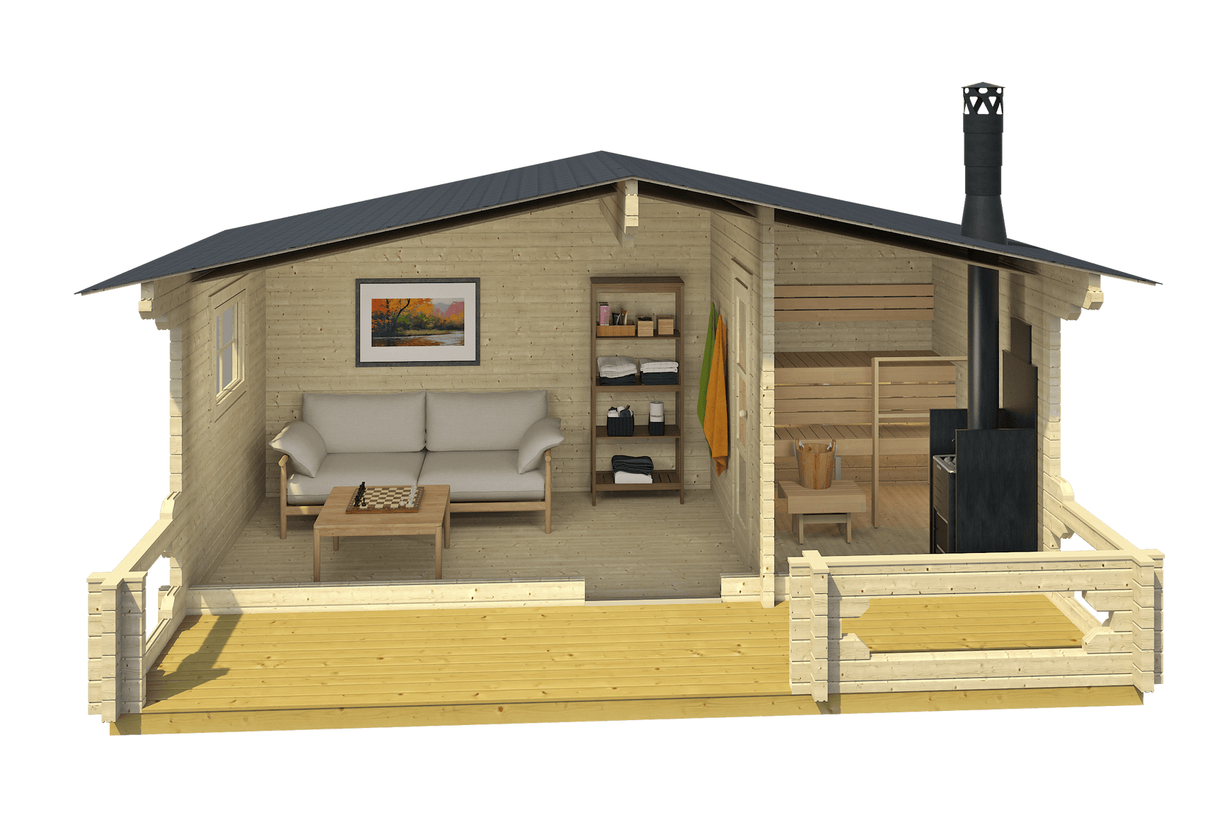 PIHA-TUURI 15 Sauna Log Cabin | 4.7x2.4m - Timber Building Specialists