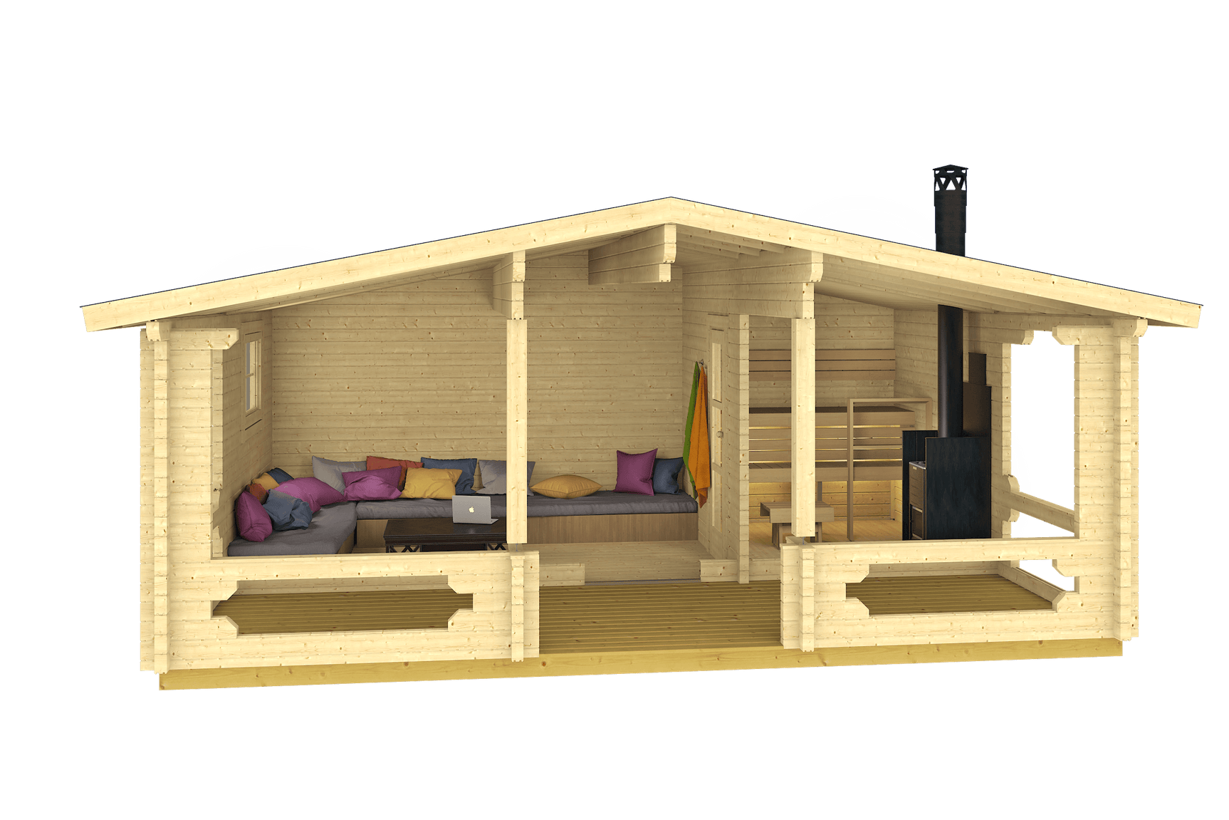 PIHA-TUURI 25 Sauna Log Cabin | 6.2x2.7m - Timber Building Specialists