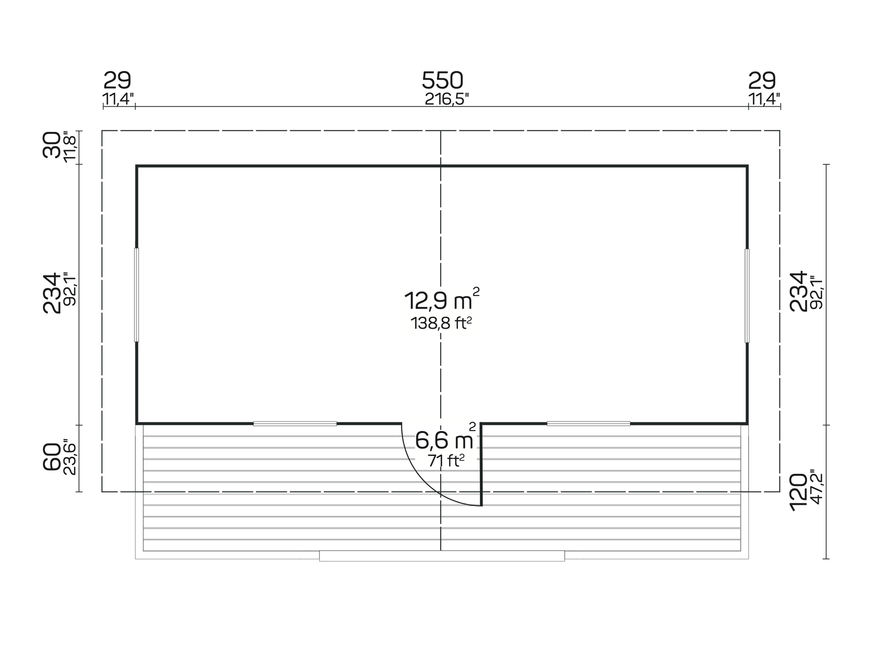 PIHA-AITTA 19 5.7x2.6m Log Cabin Plan