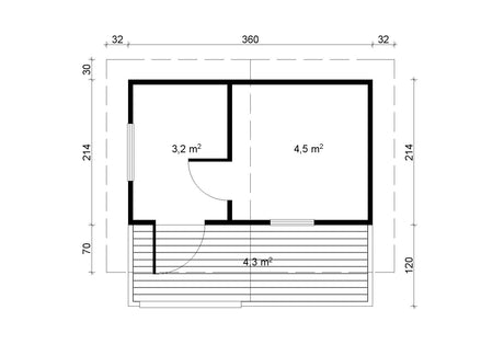 PIHA-TUURI 12 3.8x2.4m Sauna Log Cabin