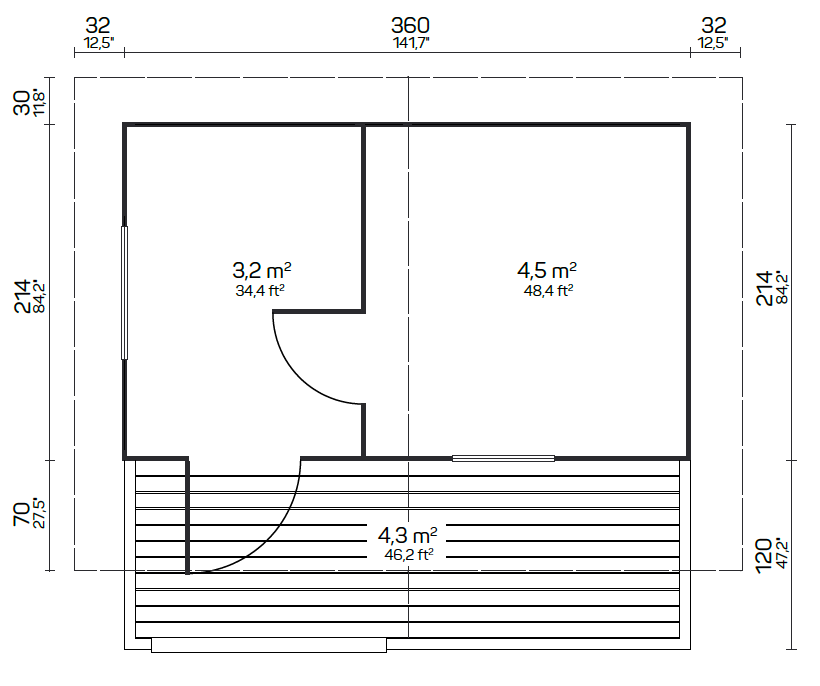 PIHA-TUURI 12 Sauna Log Cabin | 3.8x2.4m - Timber Building Specialists