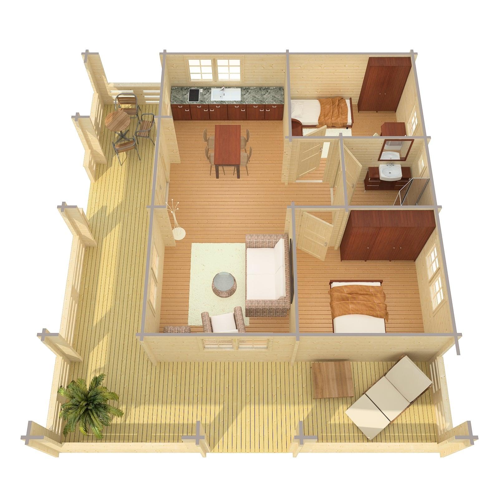 RIOPAS Log Cabin | 10.0x8.9m - Timber Building Specialists