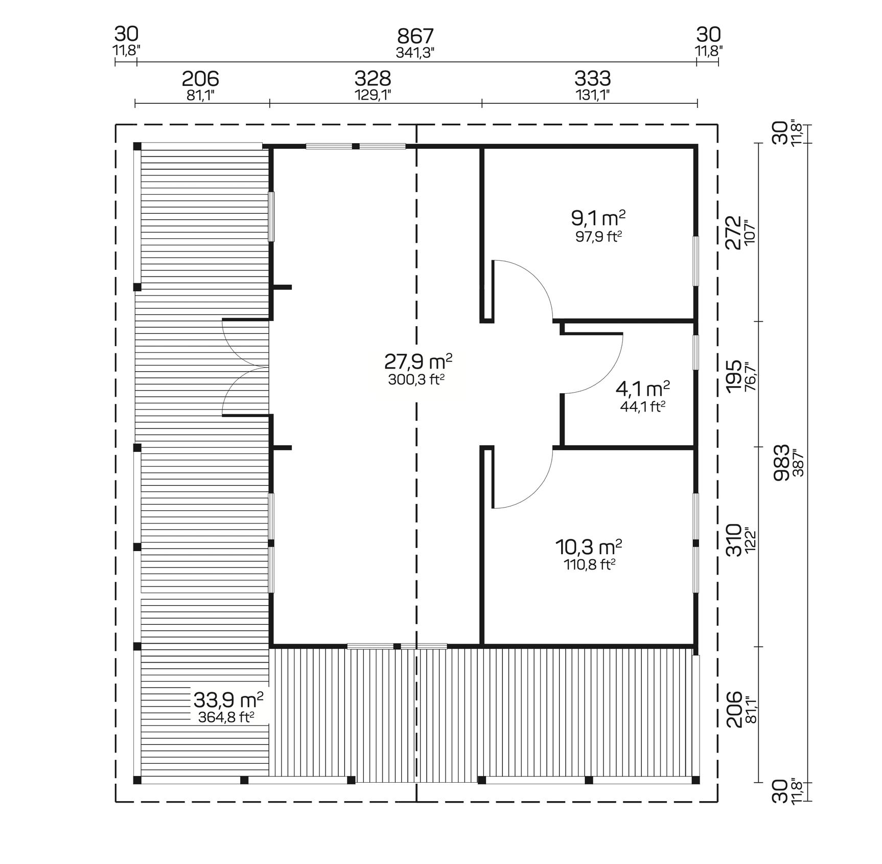 RIOPAS Log Cabin | 10.0x8.9m - Timber Building Specialists