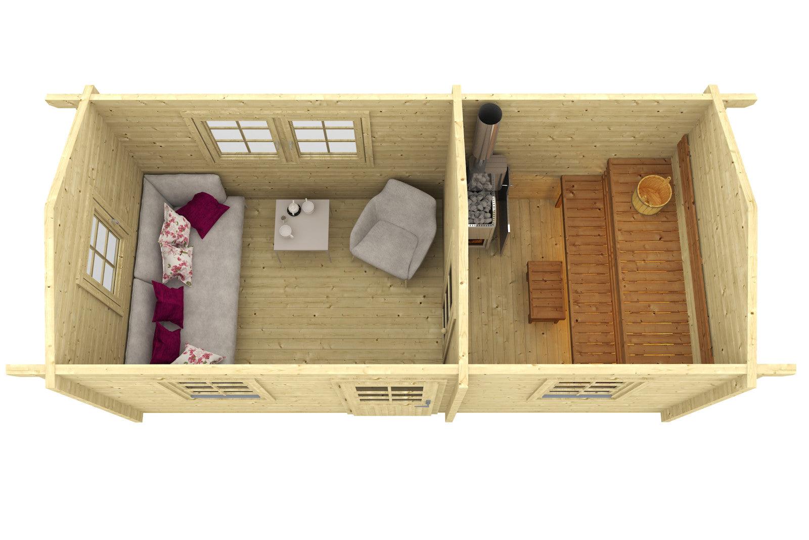 PIHA-TUURI 13 Sauna Log Cabin | 2.6x5.6m - Timber Building Specialists