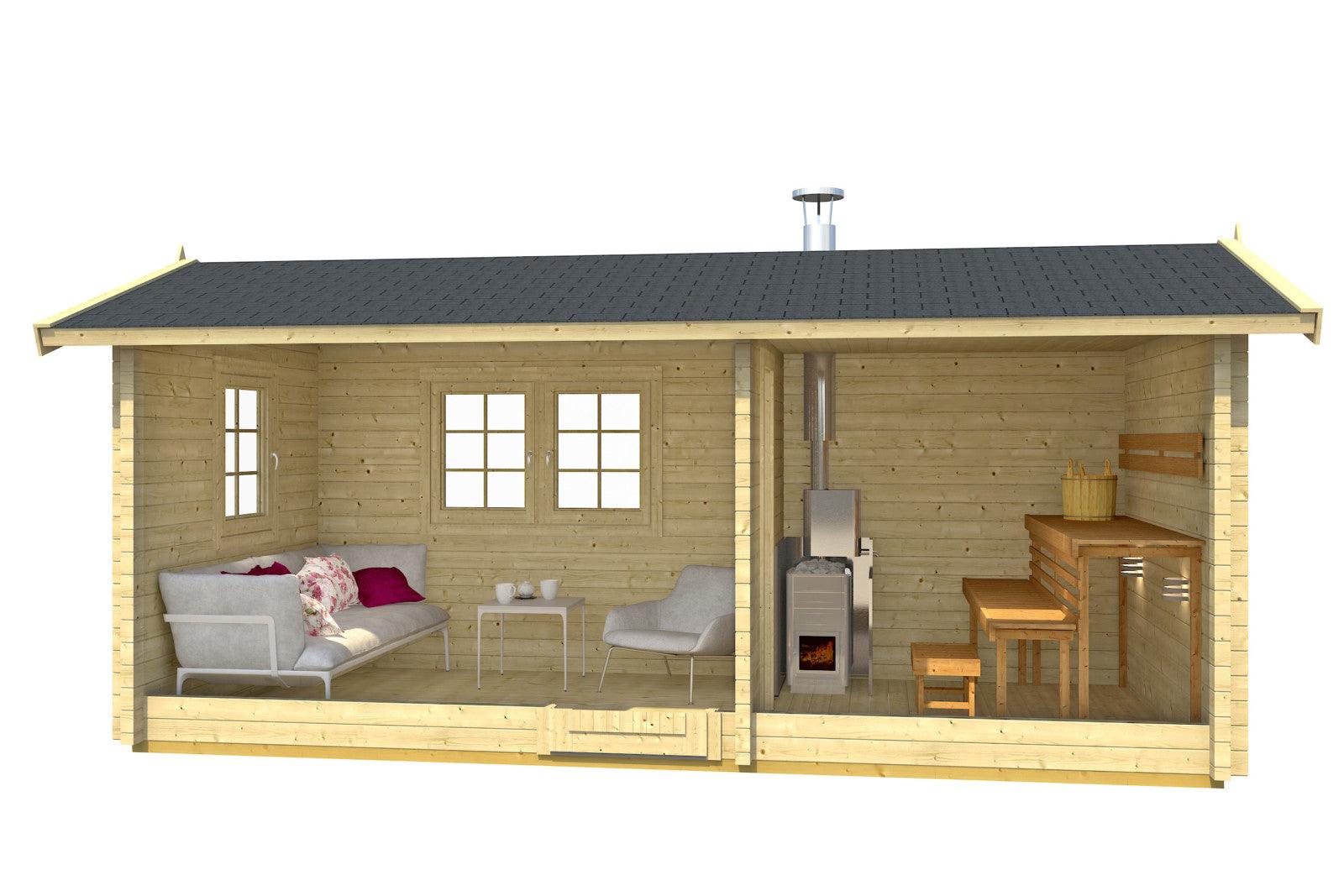 PIHA-TUURI 13 Sauna Log Cabin | 2.6x5.6m - Timber Building Specialists