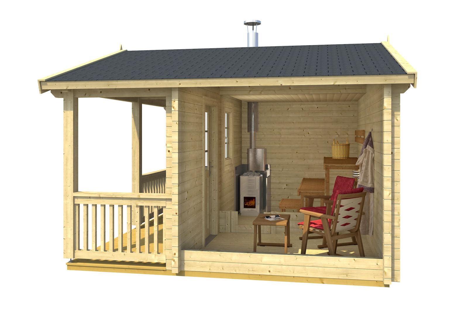KALEVI Sauna Log Cabin | 3.8x4.4m - Timber Building Specialists