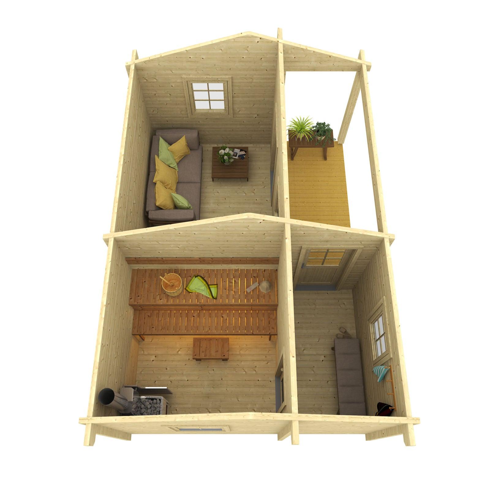 VILLU Sauna Log Cabin | 4.2x5.7m - Timber Building Specialists