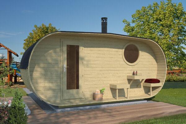 LOHJA Oval Sauna | 5.0x2.4m - Timber Building Specialists