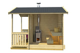 NIKLAS 2.2x2.2m Sauna Log Cabin Front Internal