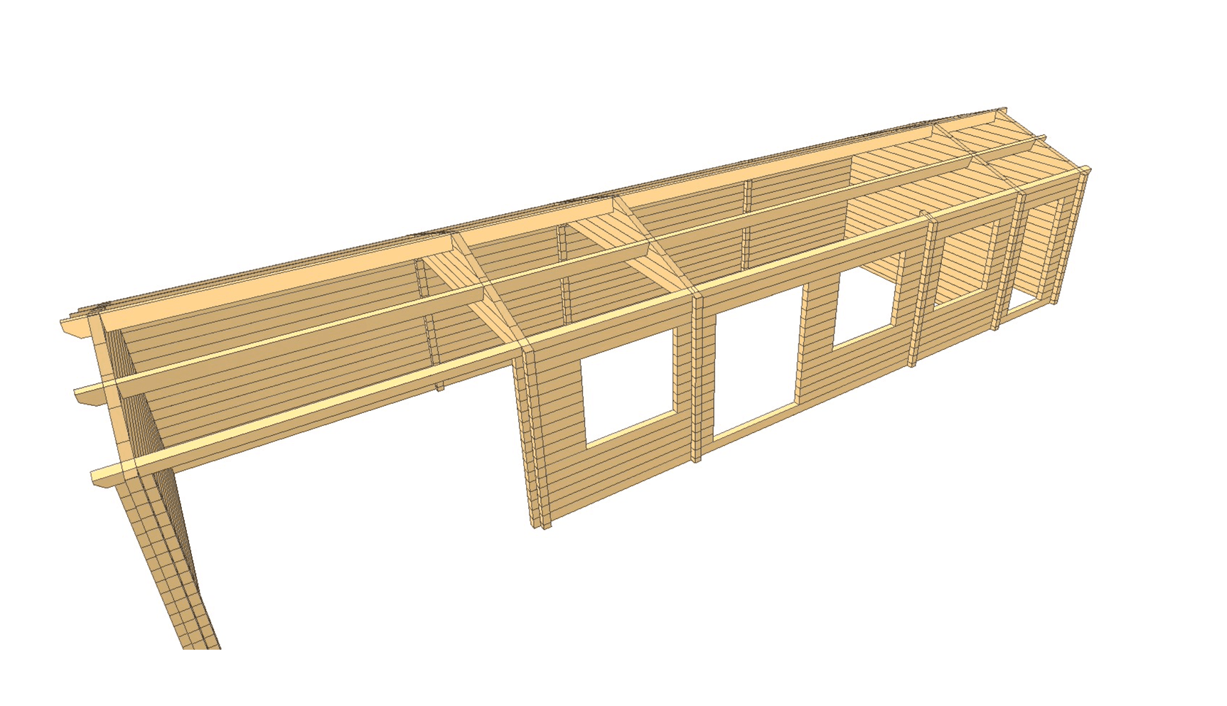 TBS139 L-Shaped Log Cabin | 13.0x7.0m Plan