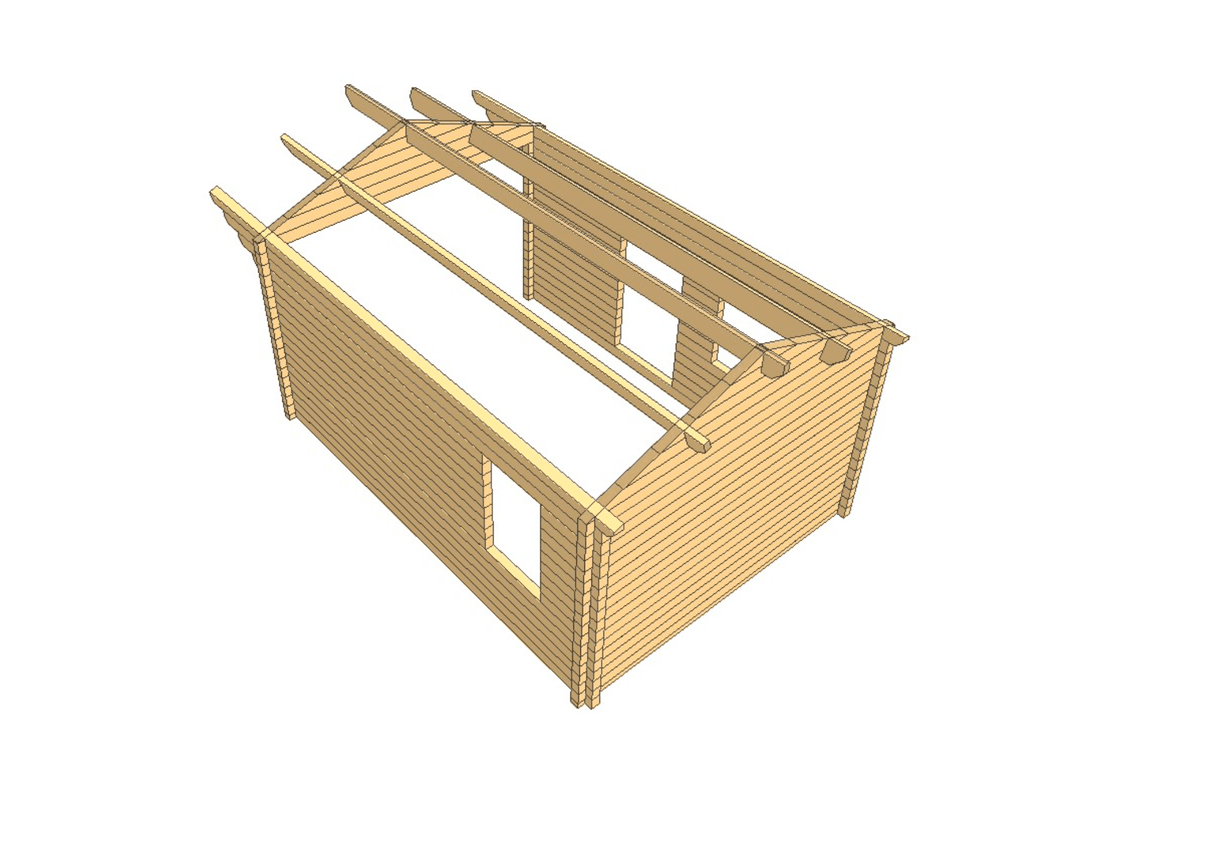 TBS139 L-Shaped Log Cabin | 13.0x7.0m Plan