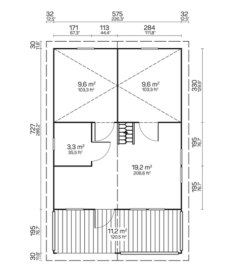 TOLEDO D Log Cabin + Sleeping Loft | 6.0x7.5m - Timber Building Specialists