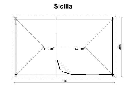 SICILIA 6.7x3.8m Log Cabin Plan