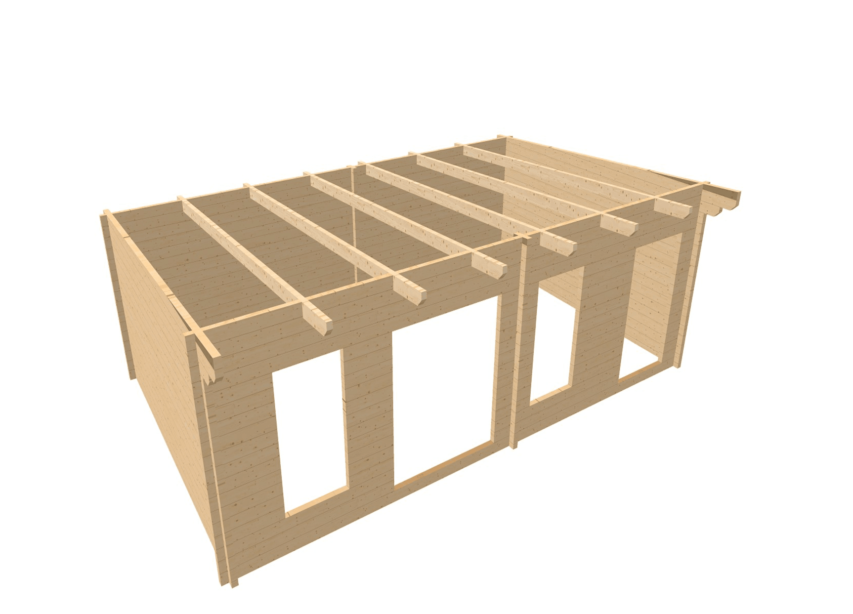 TBS129 Log Cabin w/Side Storage | 7.0x4.25m - Timber Building Specialists