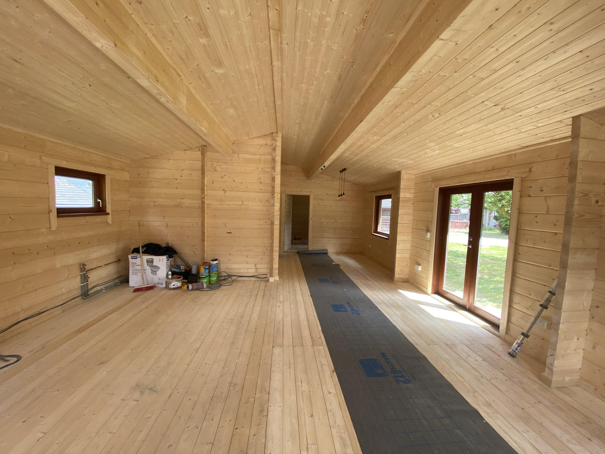 TBS162 Log Cabin Lodge Interior Under Construction