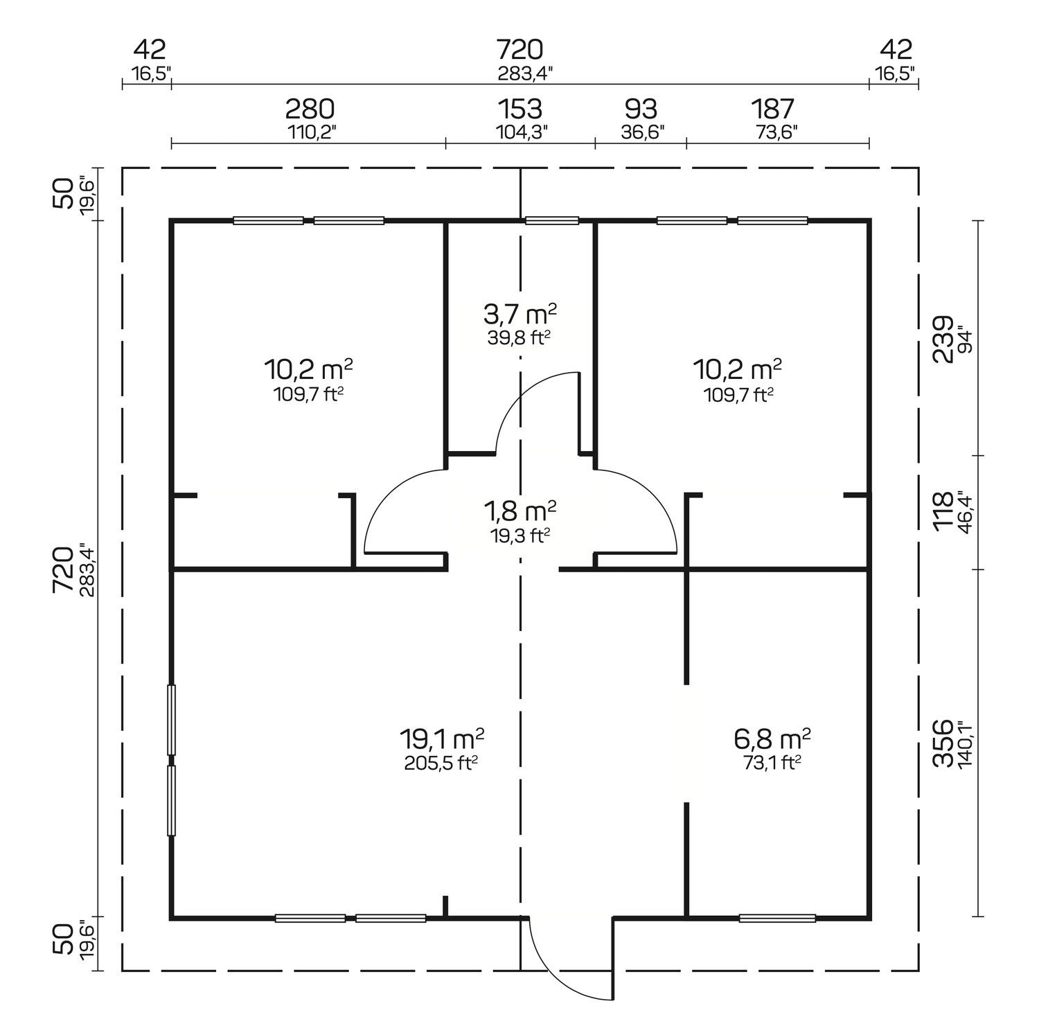 TIPO Log Cabin | 7.4x7.4m - Timber Building Specialists