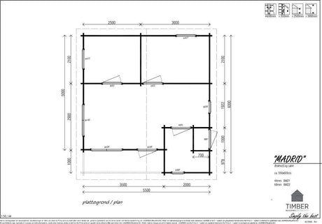 Madrid Log Cabin | 5.5 x 6.0m - Timber Building Specialists