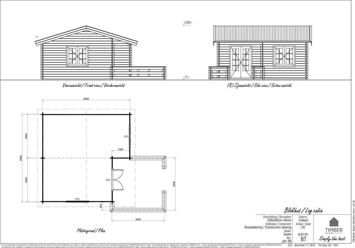 Paris Log Cabin | 5.0x5.0m