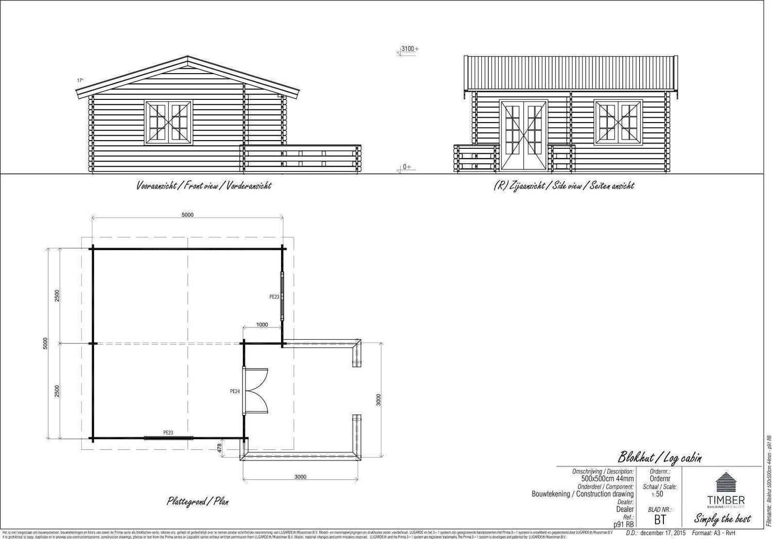 Paris Log Cabin | 5.0x5.0m - Log Cabin - Timber Building Specialists