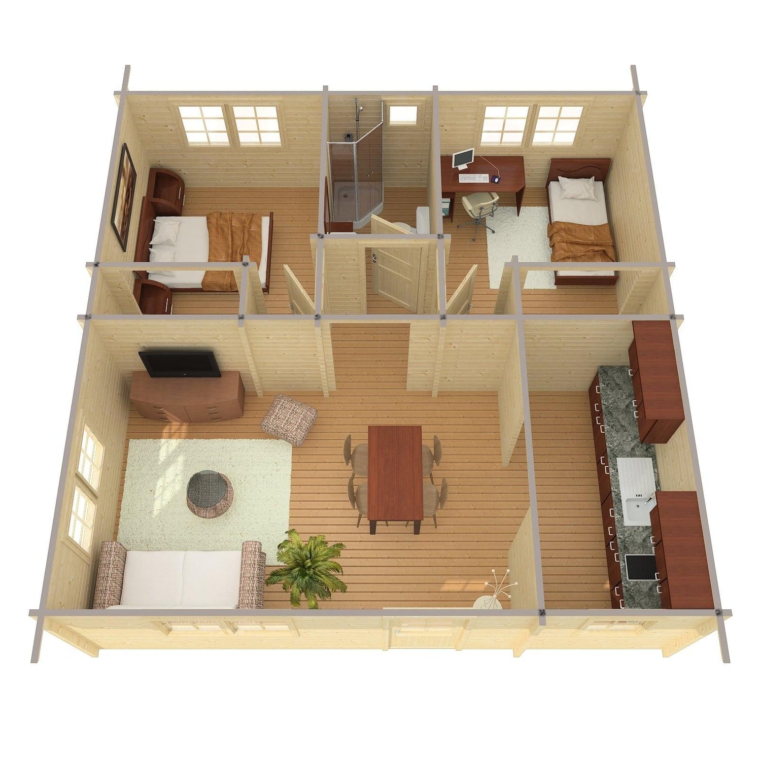 TIPO Log Cabin | 7.4x7.4m - Timber Building Specialists