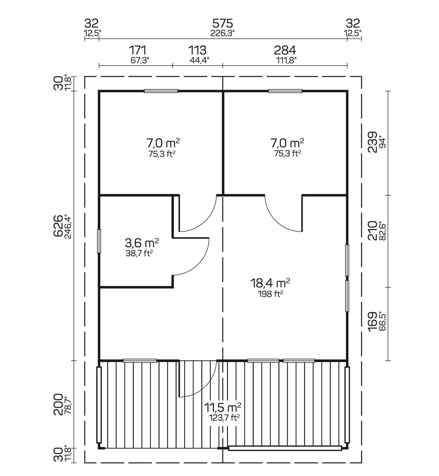 TOLEDO A Log Cabin | 6.0x5.2m