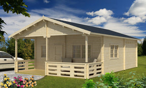TOLEDO D Log Cabin + Sleeping Loft | 6.0x7.5m - Timber Building Specialists