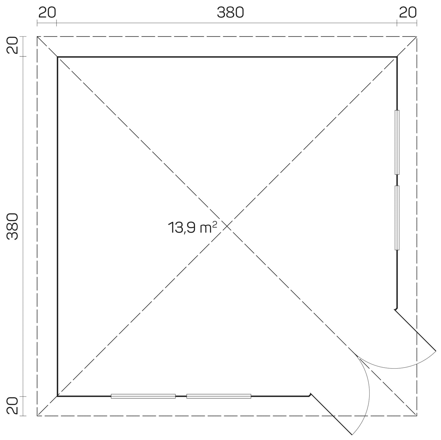 VICTORIA-C Log Cabin | 4.0x4.0m