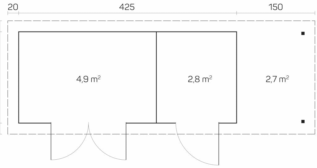 GLORIA-F+ Log Cabin | 4.5x2.0m +1.5m Pavilion