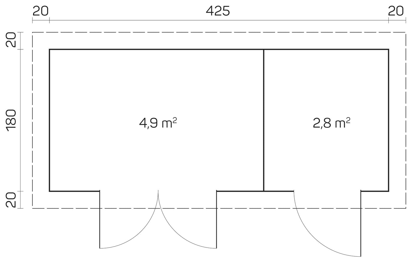 GLORIA-F Log Cabin | 4.5x2.0m